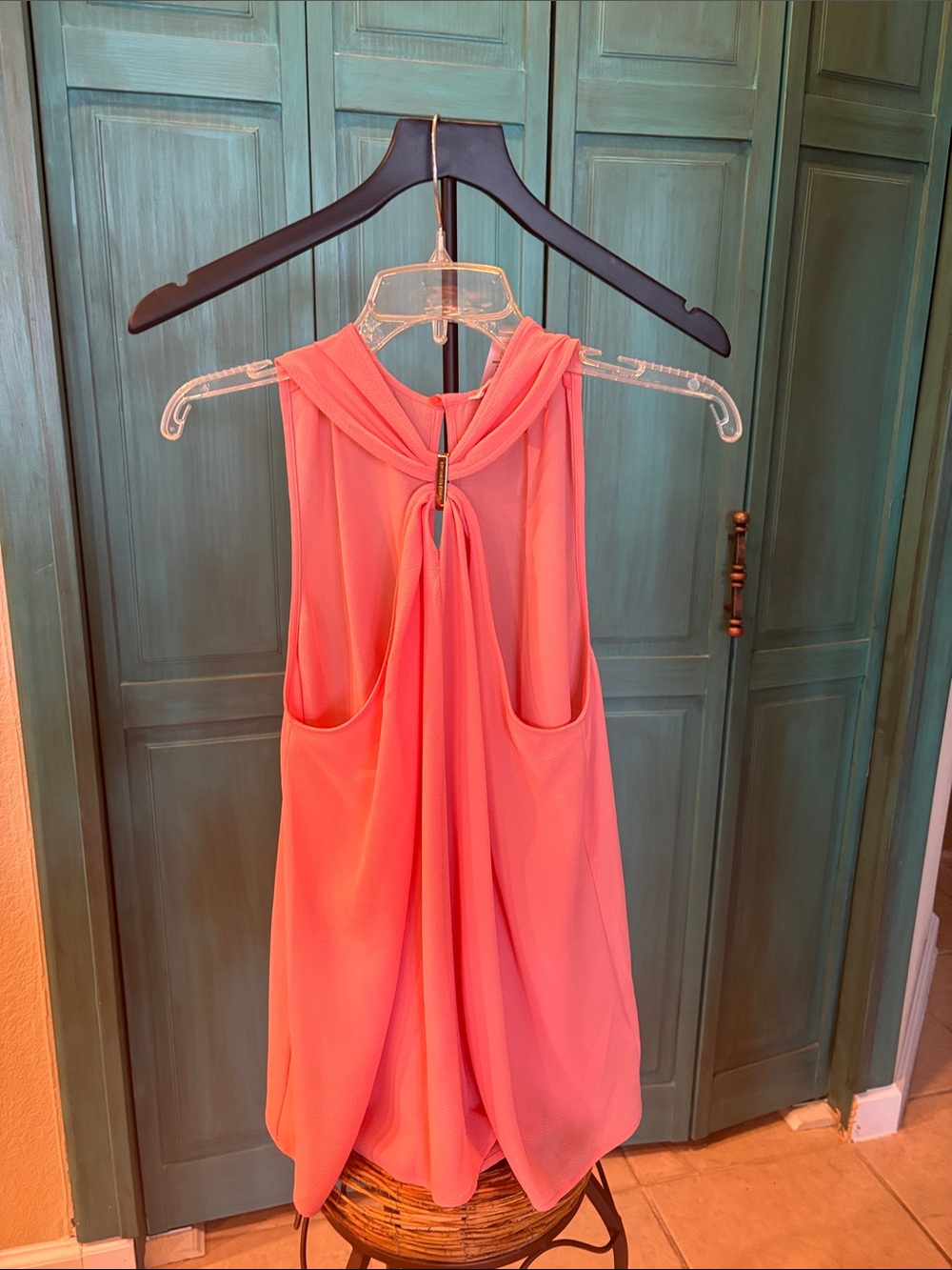 Michael Kors Coral-Pink Halter Backless Tunic